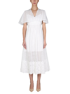 Anna Molinari Embroidered Dress In Bianco