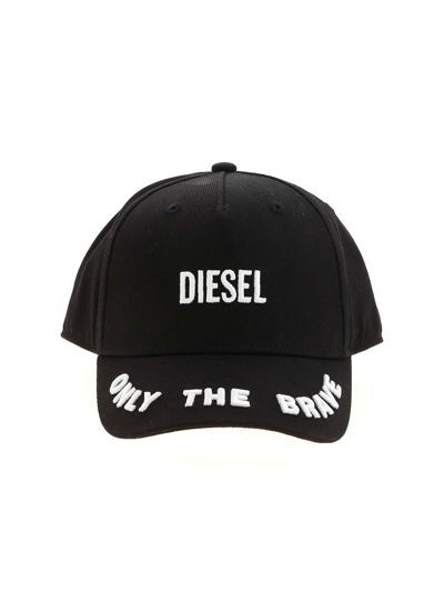Diesel Kids' Embroidered Logo Baseball Cap In 黑色