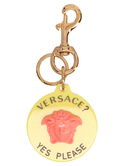 Versace Logo Printed Keyring In Multi