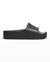 Balenciaga Womens Black Mono Platform Rubber Pool Slides 5 In Noir
