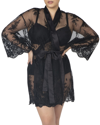 Rya Collection Plus Size Short Embroidered Lace Sheer Robe In Petal Pink