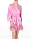 Rya Collection Swan Feather-trim Robe In Orchid