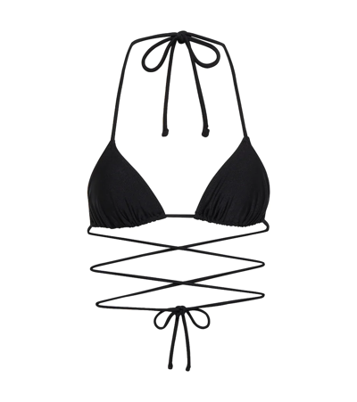Tropic Of C Praia Tie-around Bikini Top In Black Glow
