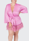 Rya Collection Swan Feather-hem Robe, Inclusive Sizing In Orchid