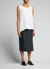 Eskandar Lightweight Silk A-line Shell In White