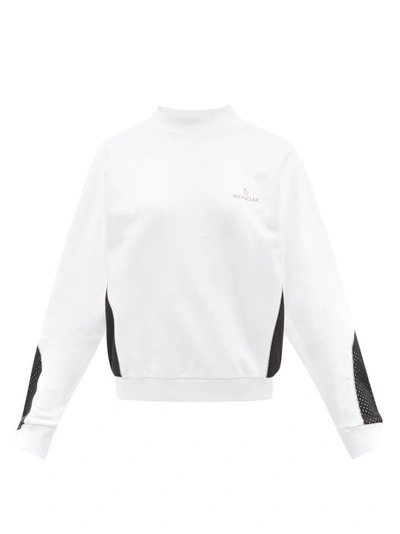 Moncler Bi-colour Cotton-jersey Sweatshirt In Белый