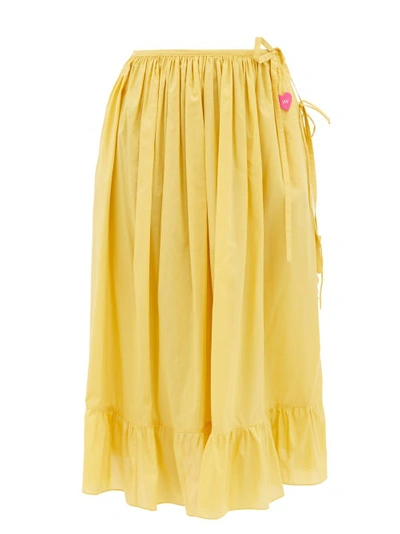 Horror Vacui Fiona Tucked Cotton-poplin Midi Skirt In Yellow