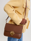 Maje Womens Naturels Clover-clasp Leather Shoulder Bag 1 Size In Tobacco