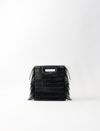Maje Crocodile-effect Leather Mini M Bag In Black
