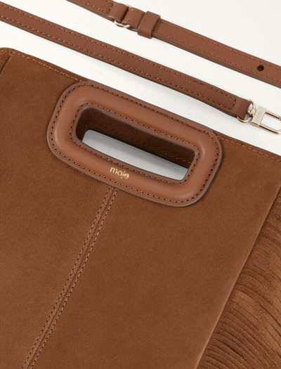 Maje Suede M Bag In Camel