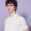 Sandro Knitted Polo Shirt With Zip Collar In Ecru
