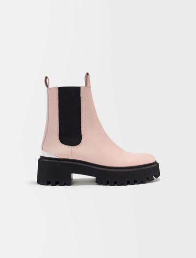 Maje Chelsea Boots With Platform Sole In Pale Pink