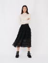 Maje Josepha Ruffle-tiered Tulle Midi Skirt In Black