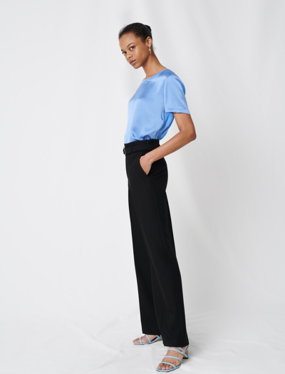 Maje Wide Leg Pants With Belt In Black