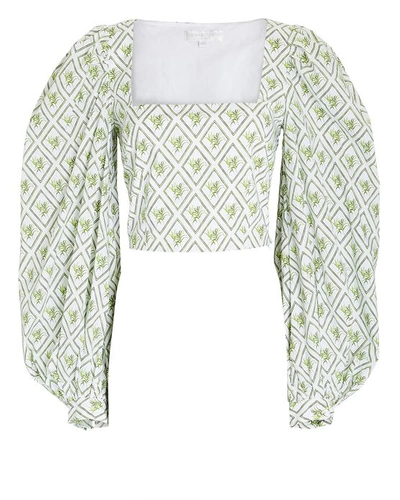 Caroline Constas Elliot Crop Top In Green