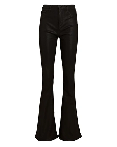 L'agence Kendra High Rise Cropped Flared Jeans In Noir Coated In Black