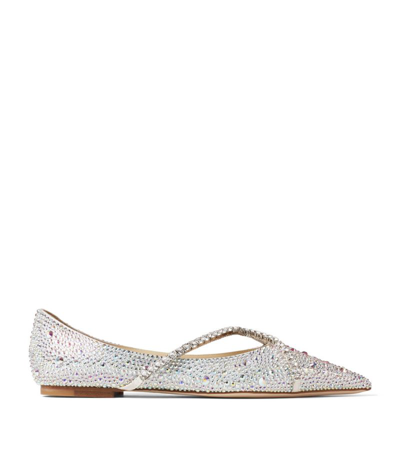 Jimmy Choo Crystal-embellished Studded Flats In Ivory