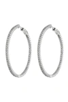 Cz By Kenneth Jay Lane Cz Inside-out 50mm Hoop Earrings In Clear/silver