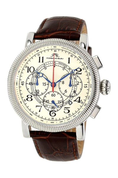 Porsamo Bleu Phileas Miyota Quartz Watch, 48mm In Silver-brown