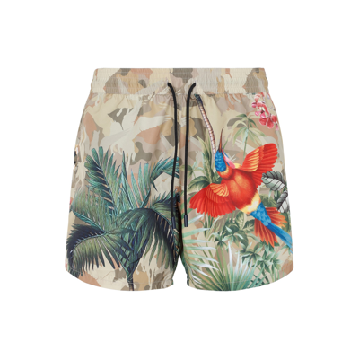 Etro Swim Shorts With Tropical Print In Green