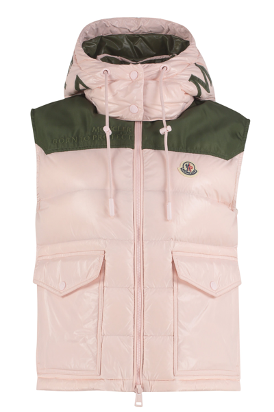 Moncler Removable Hooded Padded Gilet In Multi