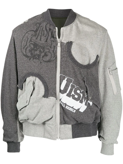 Undercoverism Reversible Logo-print Bomber Jacket In Grey