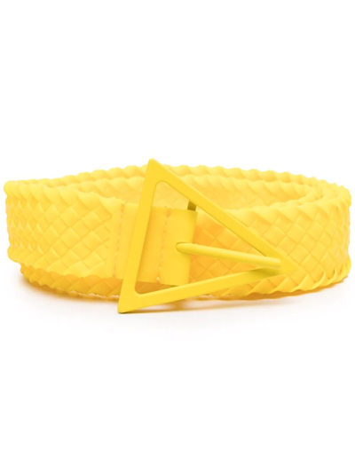 Bottega Veneta Raffia Buckle Belt In Yellow