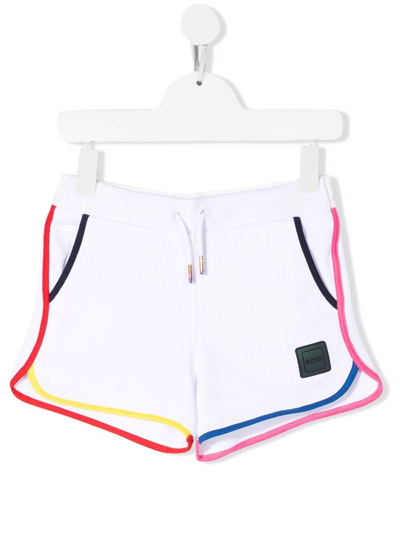 Bosswear Kids' Multicolour-stripe Cotton Shorts In White