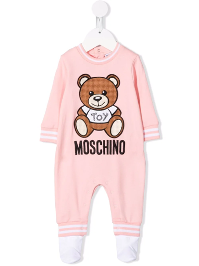 Moschino Babies' Toy Bear Print Pajama In Pink