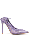 Gianvito Rossi 105mm Alisia Mesh & Leather Pumps In Lilac