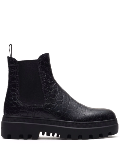 Car Shoe Crocodile-effect Chelsea Boots In Black