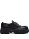 Car Shoe Crocodile Effect Moccasins In Black