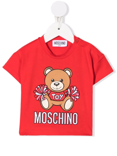 Moschino Babies' Teddy Bear Print T-shirt In Red