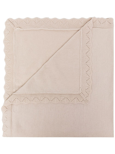 Tartine Et Chocolat Kids' Zigzag-trim Fine-knit Blanket In Neutrals