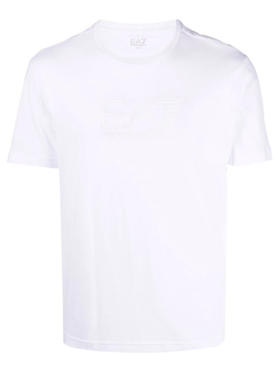 Ea7 Logo-embossed T-shirt In White