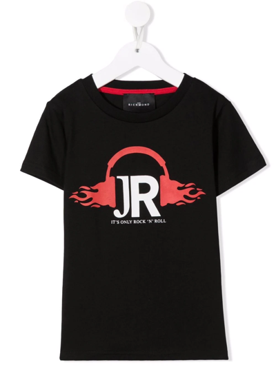 John Richmond Junior Kids' Logo Print T-shirt In Black