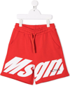 Msgm Teen Boys Red Cotton Shorts