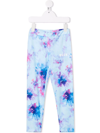 Msgm Teen Watercolour-print Leggings In Blue