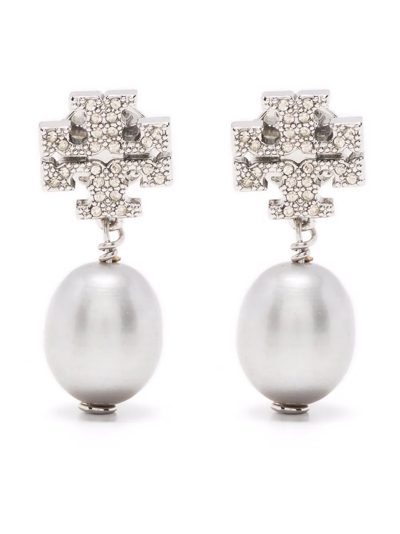 Tory Burch Mother Of Pearl Drop Earrings In Silver