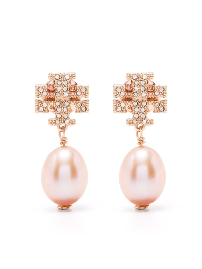 Tory Burch Mother Of Pearl Drop Earrings In Pink/rose Gold
