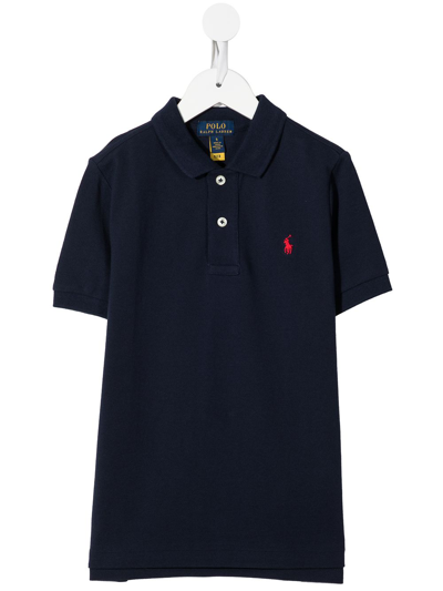 Ralph Lauren Kids' Logo-embroidered Short-sleeve Polo Shirt In Blue