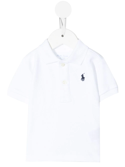Ralph Lauren Babies' Logo-embroidered Short-sleeve Polo Shirt In White