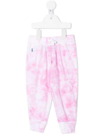 Ralph Lauren Kids' Logo-embroidered Tie-dye Track Suits In Pink