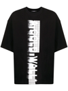 A-cold-wall* Knitted Large Logo T-shirt Black Cotton T-shirt With Vertical Logo Print In Black