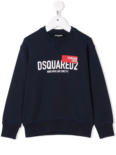 Dsquared2 Kids' Logo-print Long-sleeve Sweatshirt In Blue