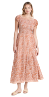 Free People Ultraviolet Floral Print Smocked Midi Dress In Tea Combo