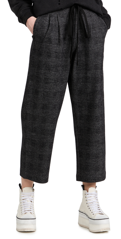 R13 Cropped Pleated Wide Leg Pants In Grey Glen Plaid ModeSens