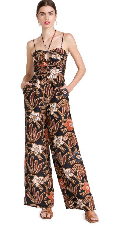 Ulla Johnson Khalida Floral-print Silk-taffeta Halterneck Jumpsuit In Multi