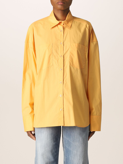 Remain Oversized Cotton Shirt In Orange