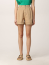 Federica Tosi Shorts With Fringed Hem In Camel